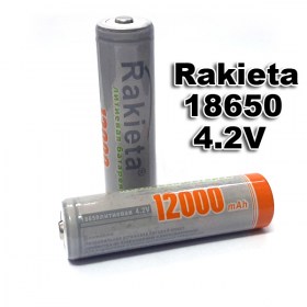  батерии RAKIETA 18650 Button top 12000 mAh 4.2V Li-Ion с пъпка към плюса комплект от 2 броя батерии
